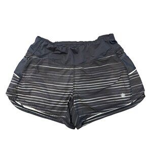 Athleta Black Striped Ready Set Go Running Athletic Shorts S